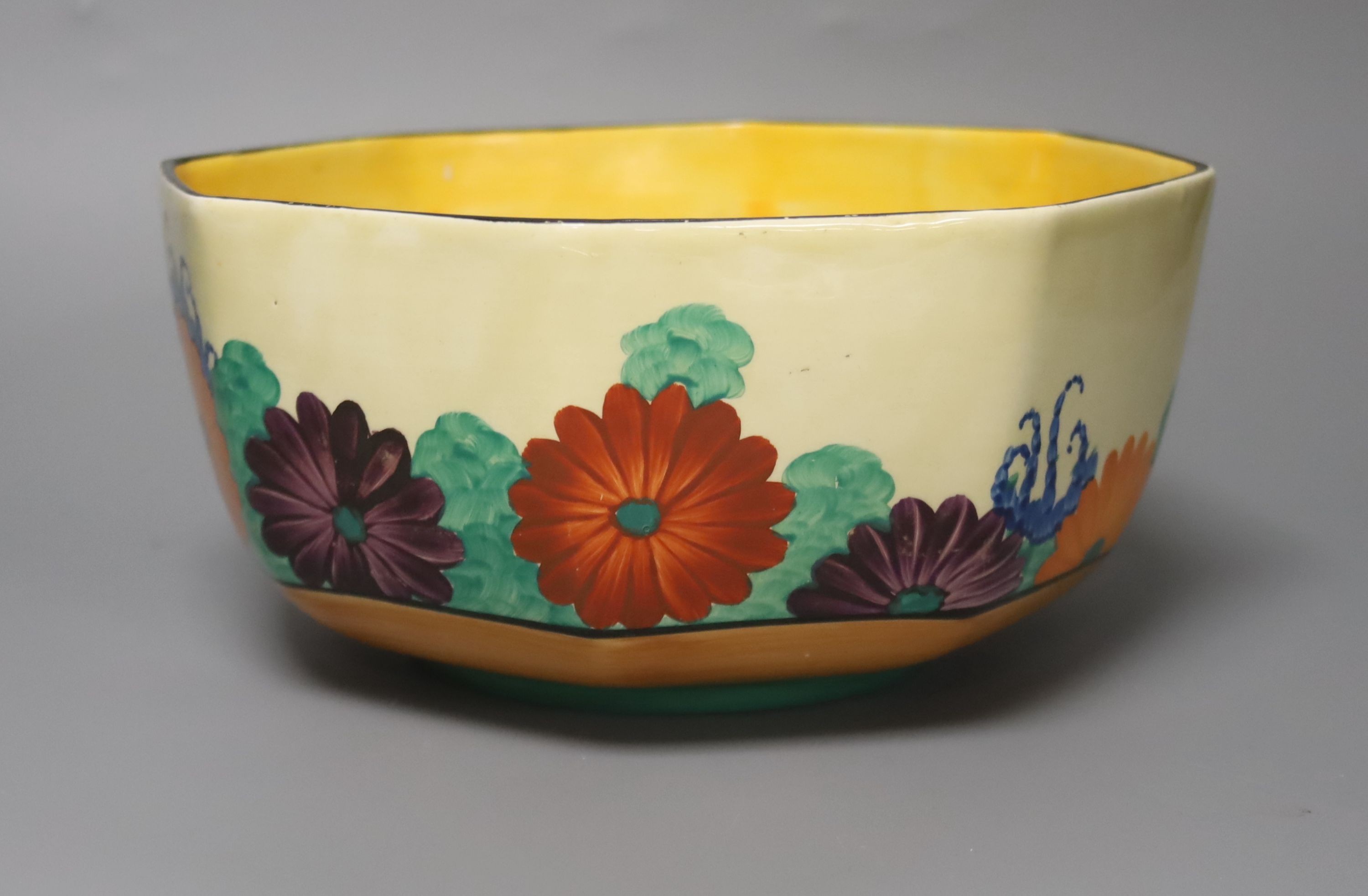 A Clarice Cliff 'gayday' pattern octagonal bowl 21cm